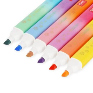 Legam Set mit 6 Doppelspitzen-Textmarkern Kitty – Meow