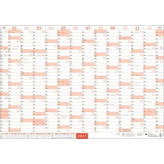 HEYE Mega-Posterplaner, rot 2027 - Großer XXL-Jahresplaner fürs Büro 68 x 98 cm
