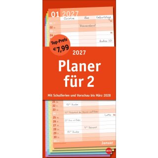 HEYE Basic Planer für zwei 2027 - Wandplaner mit 3 Spalten
