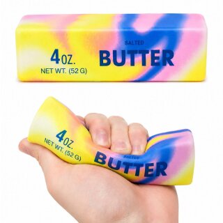 Squishy Butter Regenbogen bunt 13,5 cm - Weiches Anti Stress Squishy zum Drücken und Sammeln