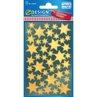 ZWECKFORM 52806 - Weihnachtliches Schmucketikett Sterne gold glänzend sortiert