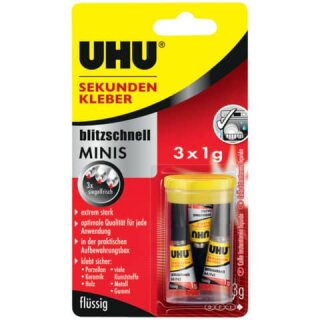 UHU 45415 blitzschnell - Sekundenkleber Mini 3x1g