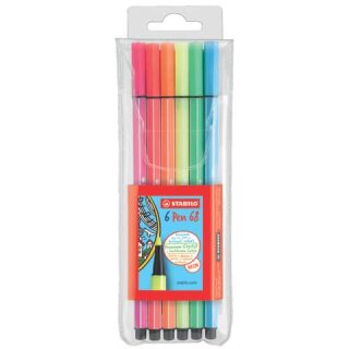 STABILO Neonfarben Faserschreiber Pen Etui 6 Stifte
