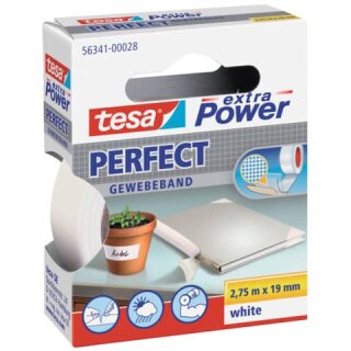 TESA 56341-00028-03 - Gewebeband 19mmx2,75m weiß