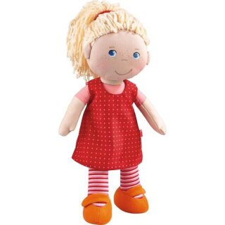 HABA 302108 - Puppe Annelie, Anziehpuppe, Kinderpuppe, Stoffpuppe mit rotem Kleid