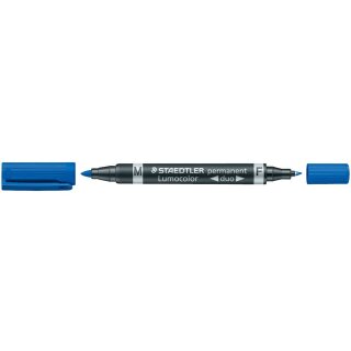 LUMOCOLOR 348-3 - Folienstift Duo permanent blau, Strichstärke: 0.6 mm und 1.5 mm