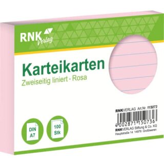 RNK 115073 - Karteikarten A7 100 Stück rosa liniert