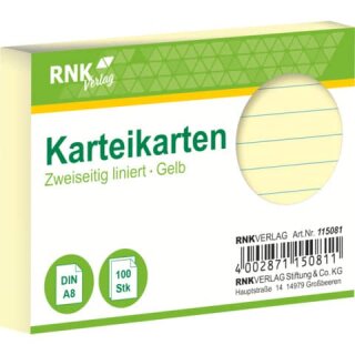 RNK 115081 - Karteikarten A8 100 Stück gelb liniert