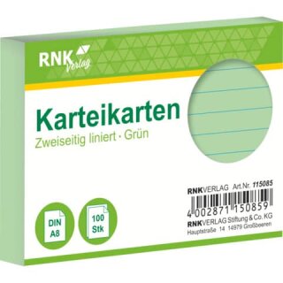 RNK 115085 - Karteikarten A8 100 Stück grün liniert