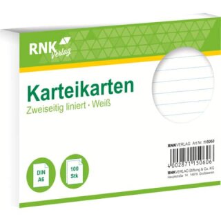 RNK 115060 - Karteikarten A6 100 Stück liniert weiß