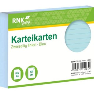 RNK 115064 - Karteikarten A6 100 Stück liniert blau