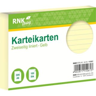 RNK 115061 - Karteikarten A6 100 Stück liniert gelb