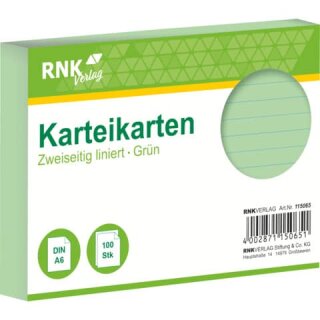 RNK 115065 - Karteikarten A6 100 Stück liniert grün