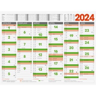Brunnen 1070122 Tafelkalender/Wandkalender aus Karton 2025, 65 x 50 cm, 1 Seite = 6 Monate