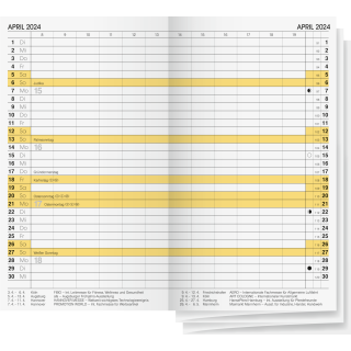 Brunnen Faltkalender Einlage 2025 9 x 15 cm, 2 Seiten = 1 Monat