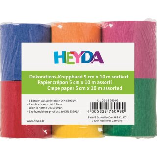 Heyda Kreppband 5cmx10m wasserfest sort