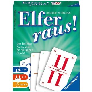 Ravensburger Elfer raus Kartenspiel, Gesellschaftsspiel 2 - 6 Spieler, Spiel ab 7 Jahren