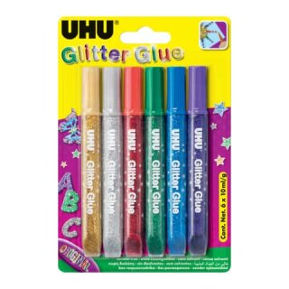 UHU Glitter Glue 6 x 10 ml