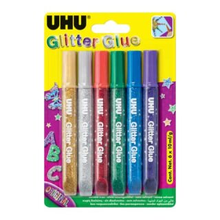 UHU Glitter Glue 6 x 10ml